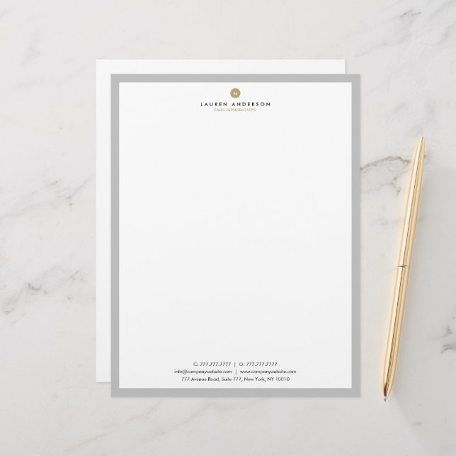 Membrete Agente Inmobiliario Moderno Letra Head Stationery (Anverso/Reverso In Situ)