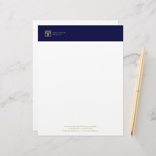 Membrete Agente Inmobiliario Moderno Letra Head Stationery (Anverso/Reverso In Situ)