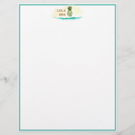 Membrete Aloha Watercolor Pineapple Island