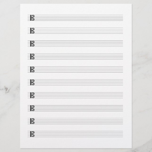 Membrete Alto Clef Viola Music Manuscript Paper Stade (Anverso)