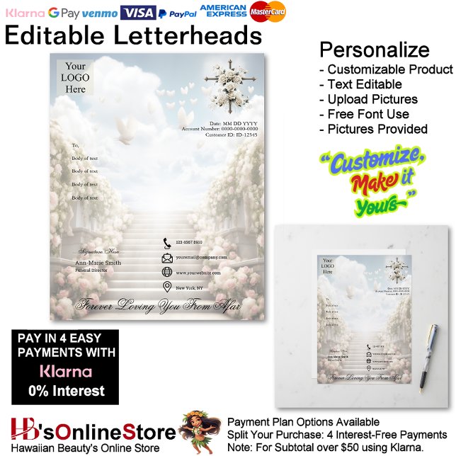 Membrete Amándote por Siempre desde la Distancia | Escalera (Forever Loving You From Afar | Stairway Memorial L Letterhead.)