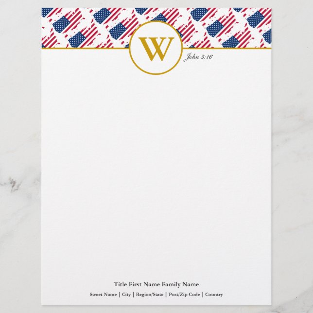 Membrete AMERICA EE.UU. Christian Stationery Letterhead (Anverso)