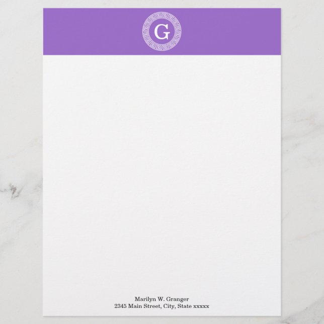 Membrete Amethyst What Greek Key Rnd Frame First Monograma (Anverso)