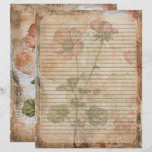 Membrete Anemone Flower Old Manuscript