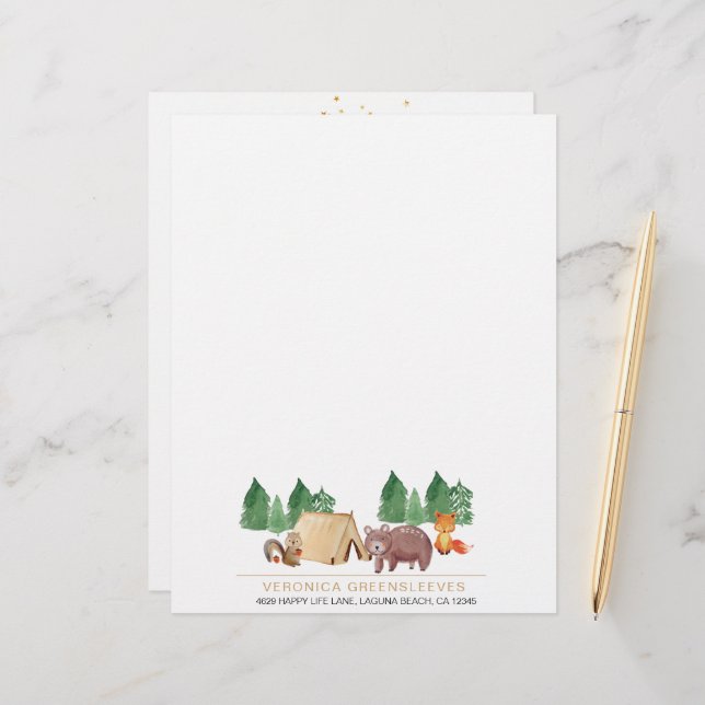 Membrete Animal de Cute Rustic Forest (Anverso/Reverso In Situ)