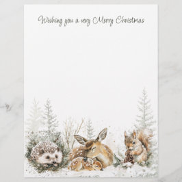 Membrete Animales Bosque Invierno Navidad 