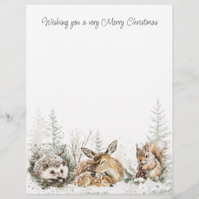 Membrete Animales Bosque Invierno Navidad  (Anverso)