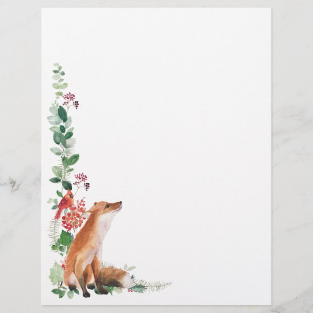 Membrete Año Nuevo de los Navidades de Winter Woodland Fox (Anverso)