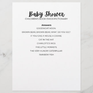 Membrete Answer Sheet Baby Shower Emoji Game Answer Sheet