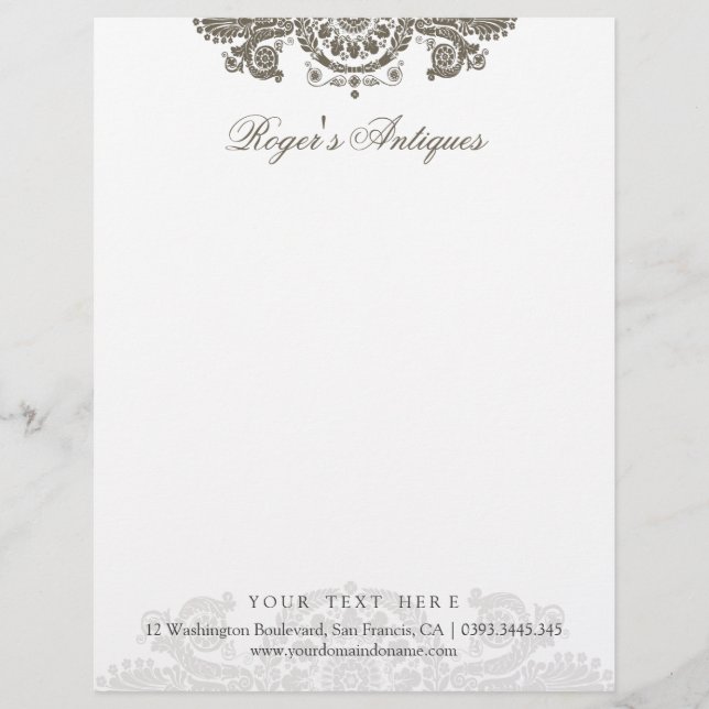 Membrete Antiguo Rococo Ornate Letterhead (Anverso)