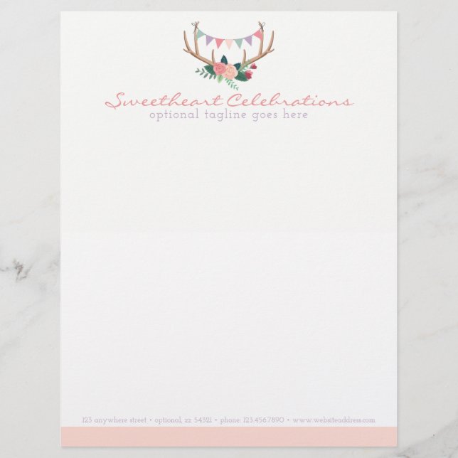 Membrete Antillas Florales Boho y Fiesta de Rosas Shabby (Anverso)