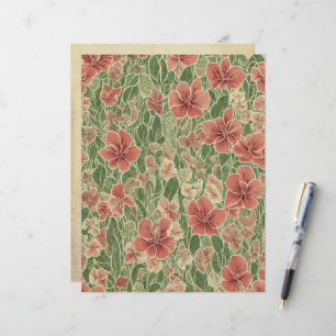 Membrete Ánurios flores patrón de ephemera vintage