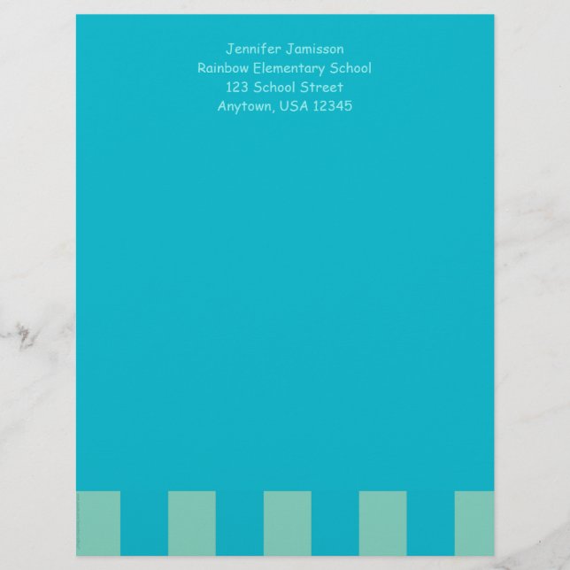 Membrete Apreciación del profesor Aqua Blue & Green, Nombre (Anverso)