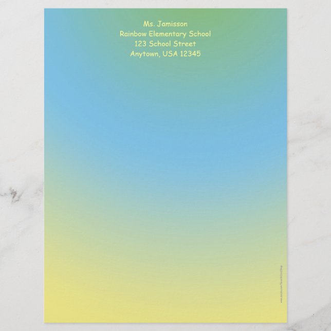 Membrete Apreciación del profesor: Stationery, azul y amari (Anverso)