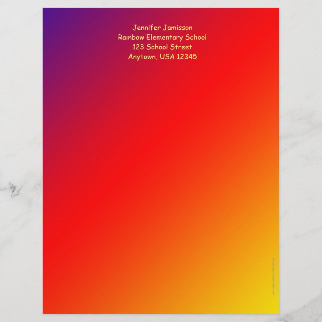 Membrete Apreciación del profesor Stationery, el arcoiris v (Anverso)
