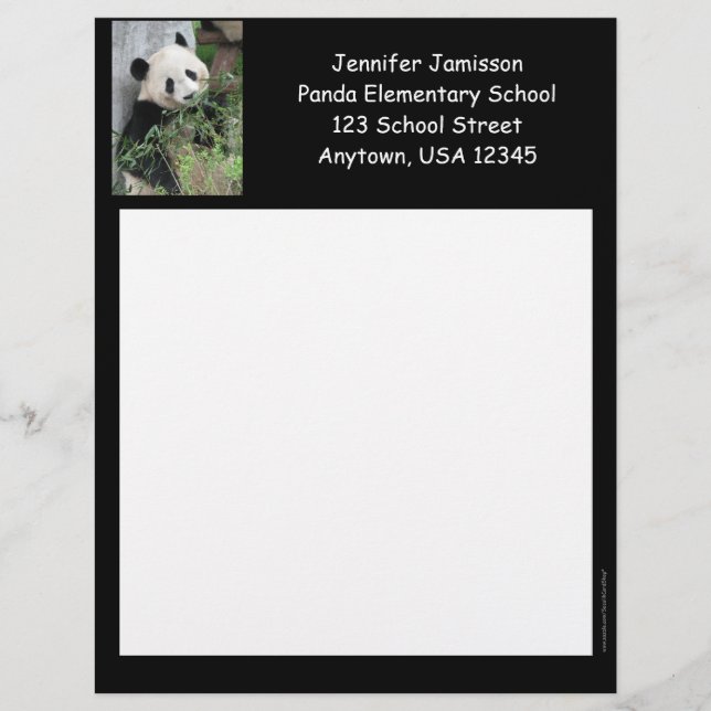 Membrete Apreciación del profesor Stationery, Panda, Black  (Anverso)
