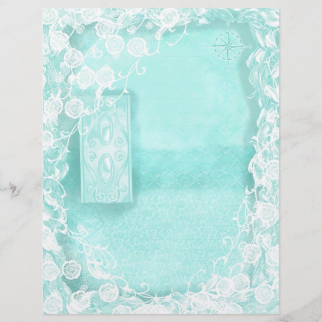 Membrete Aqua and Lace Junk Journal (Anverso)