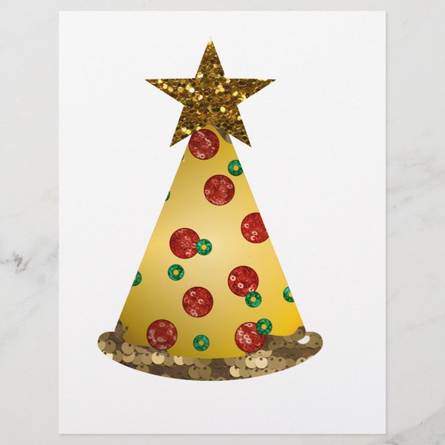 Membrete Árbol de purpurinas de pizza (Anverso)