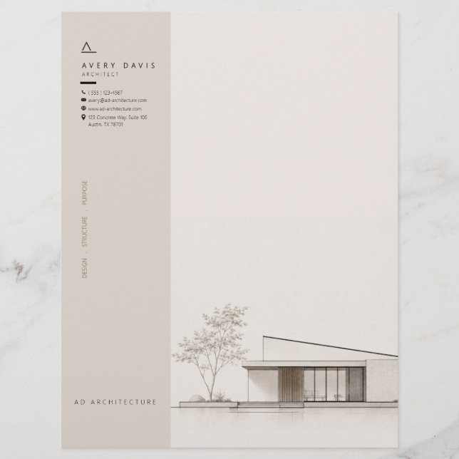 Membrete Arquitecto Japandi moderno (Anverso)