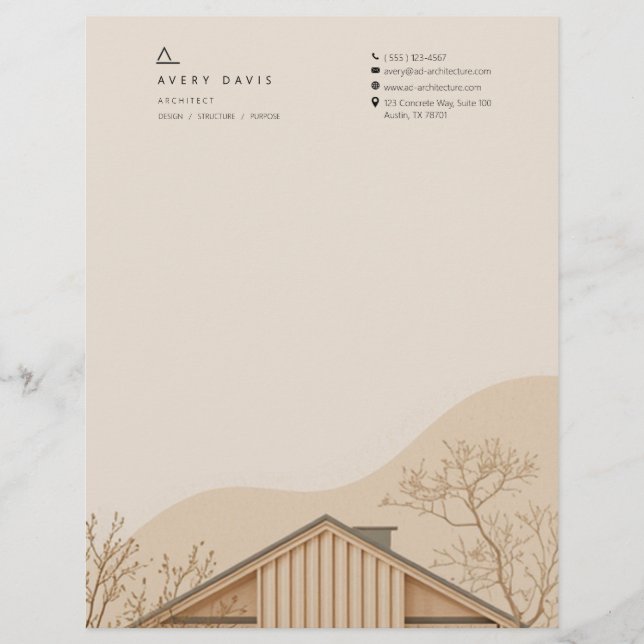 Membrete Arquitecto Japandi moderno (Anverso)