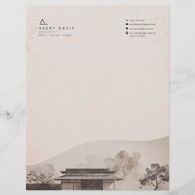 Membrete Arquitecto Japandi moderno  (Anverso)