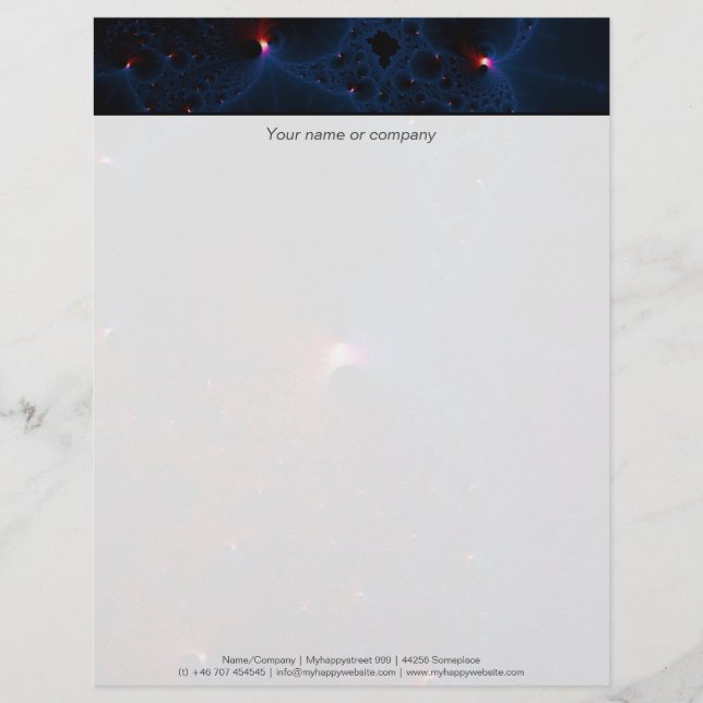 Membrete Arte fractal de celdas azules rojas (Anverso)