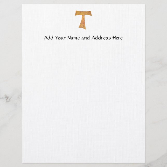 Membrete Aspecto de madera Cruz Tau Franciscana (Anverso)