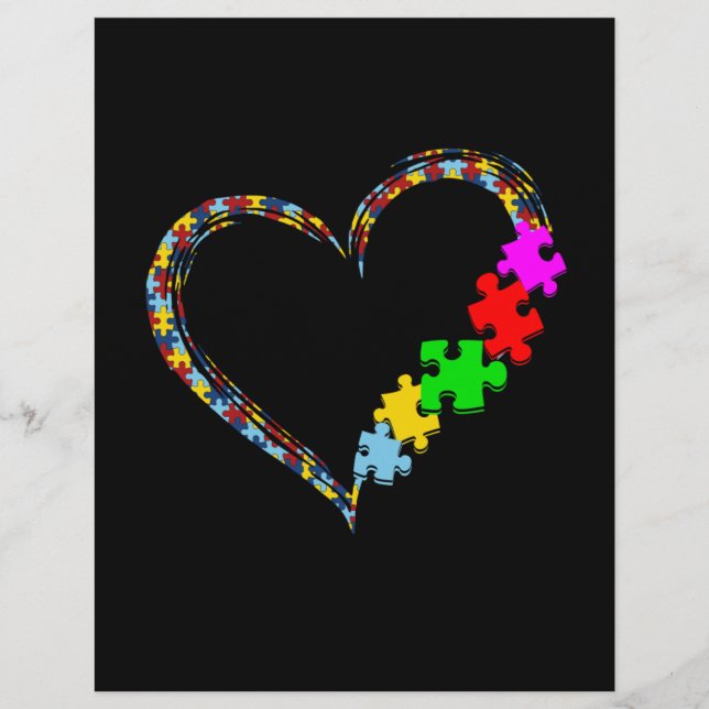 Membrete autista| Pieza de rompecabezas del corazón de conc (Anverso)