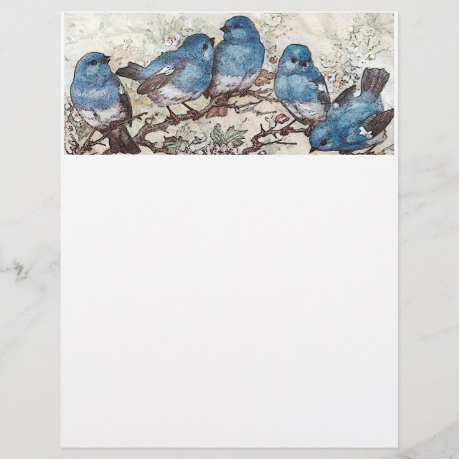 Membrete Aves azules (Anverso)