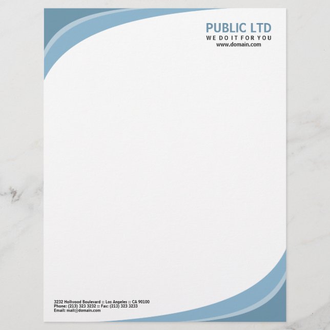 Membrete Azul corporativo elegante moderno (Anverso)