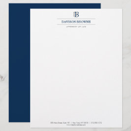 Membrete Azul monograma profesional en blanco