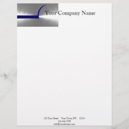 Membrete Azul y metal cepillado plata