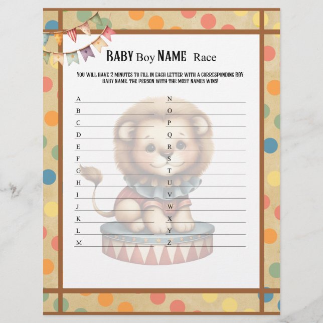 Membrete Baby Circus_ Baby Boy Name Race Game (Anverso)