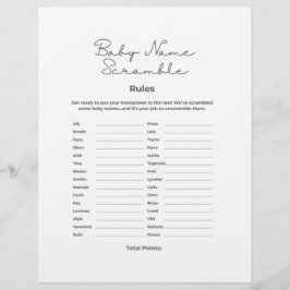 Membrete Baby Name Scramble for Baby Shower with Answers