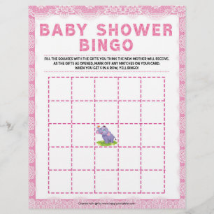 Membrete Baby Shower Bingo [Lujo de lujo [Rosa]]