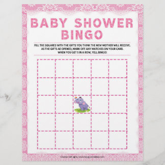 Membrete Baby Shower Bingo [Lujo de lujo [Rosa]]