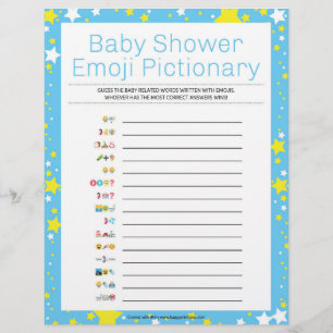 Membrete Baby Shower Emoji Pictionary [Azul de noche estrel