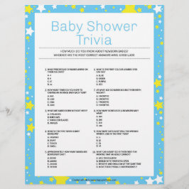 Membrete Baby Shower Trivia [Starry Night Blue]