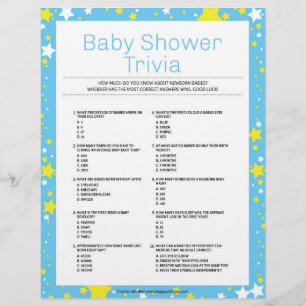 Membrete Baby Shower Trivia [Starry Night Blue]