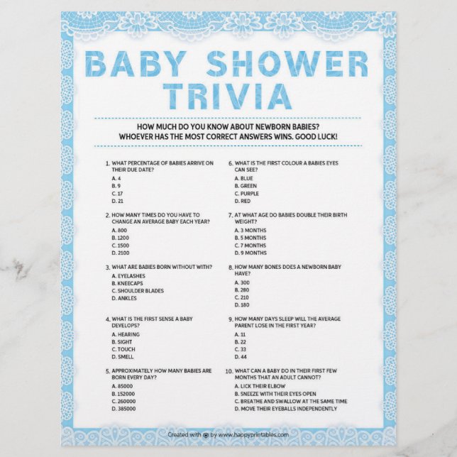 Membrete Baby Trivia [Lujo de Lujo [Azul] (Anverso)