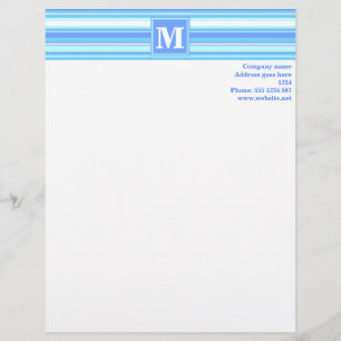 Membrete Bandas azules del cielo monogramo