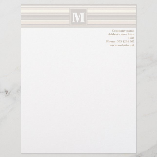 Membrete Bandas beige monogramo (Anverso)