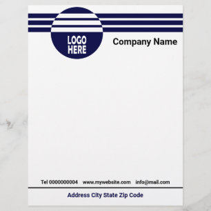 Membrete Bandas geométricas de color azul marino con logoti