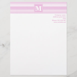 Membrete Bandas rosadas para bebés monogramo