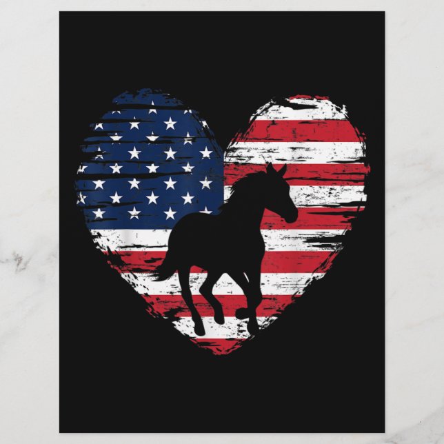 Membrete Bandera Americana Caballo Corazón Orgullo Patrióti (Anverso)