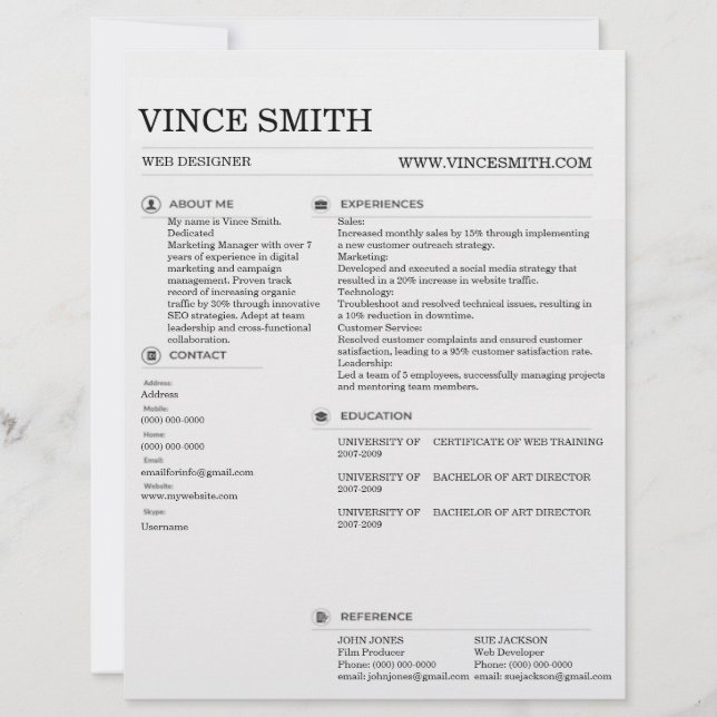 Membrete Basic Professional Resume Template Design Trendy 1 (Anverso)