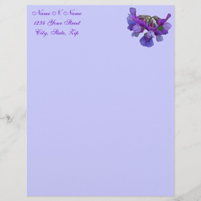 Membrete Beach Pea (Lathyrus maritimus) Letterhead (Anverso)