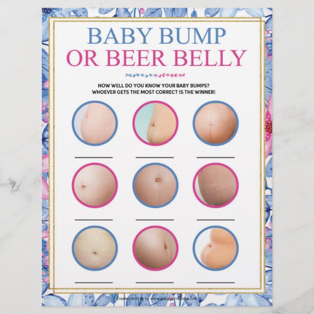 Membrete Bebé O Belly De Bebidas [acuarelas Florales] (Anverso)