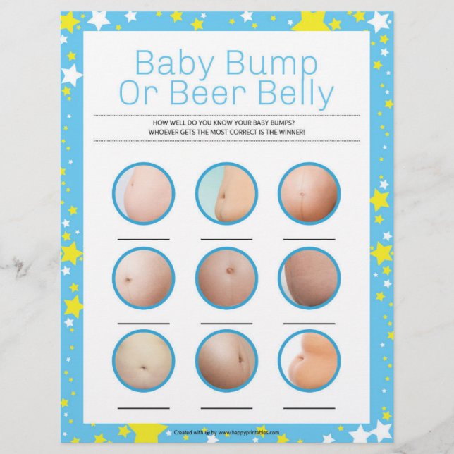 Membrete Bebé O Belly De Cerveza [Azul Noche Estelar] (Anverso)
