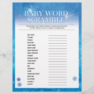 Membrete Bebé Word Scramble [Azul nevado]